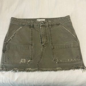 Free People Army Green Denim Skirt